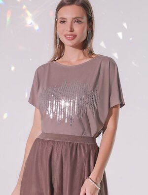 VILATTE Футболка 572813 D49.133 кофейный_stripes