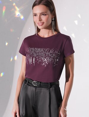 VILATTE Футболка 572853 D49.135 бургунди_дождь