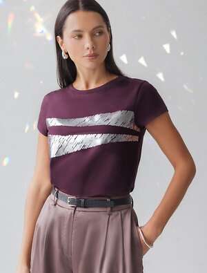 VILATTE Футболка 572856 D49.135 бургунди_штрихи