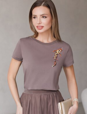 VILATTE Футболка 572864 D49.135 кофейный_рыба