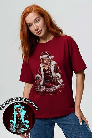 Натали Футболка 572880 8585 бордовый+диско снегурочка
