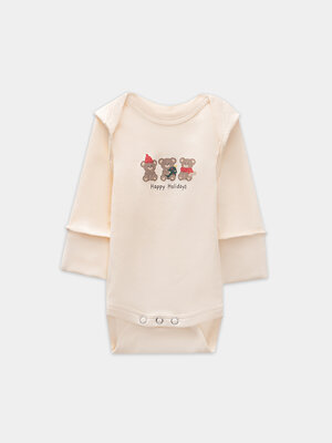 MARK FORMELLE Боди детское 573280 13016-1-2 сливочное масло +НГ мишутки на бежевом