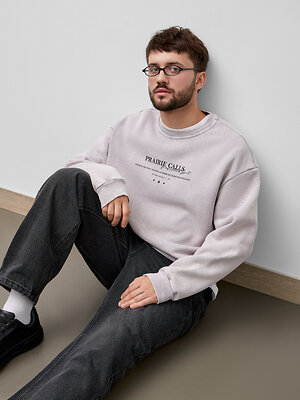 MARK FORMELLE Свитшот 573369 121801/1 ACID WASH серый +печать