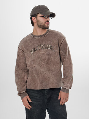 MARK FORMELLE Свитшот 573372 121801/1 ACID WASH шоколадный +печать