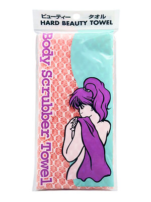 Bath Towel Мочалка-полотенце для душа с пилинг-эффектом / Chessboard Long Exfoliating Towel, жесткая, розовый 573431 28184 