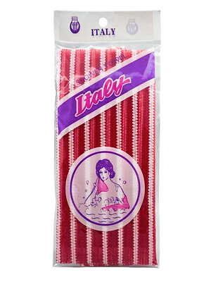 Bath Towel Мочалка-полотенце для душа с пилинг-эффектом / Stripe Long Exfoliating Towel, красная полоска 573432 28183 