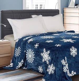 Текс-плюс Плед 573496 00000010343 Снежинки на синем