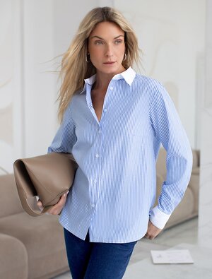 VILATTE Блузка 573533 D29.226 голубой-белый