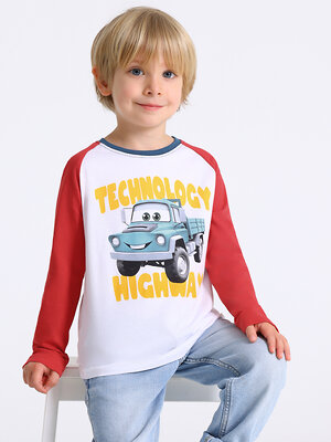 Апрель Лонгслив 574749 1ПДЛД4912001 белый+красный+темно-голубой