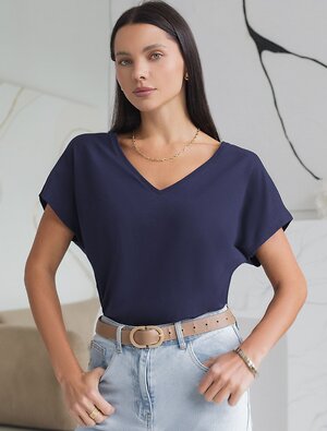 VILATTE Футболка 575112 D49.100 темно-синий