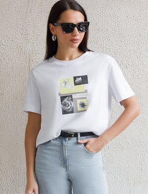 VILATTE Футболка 575139 D49.145 белый_flower_power