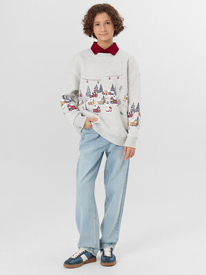 MARK FORMELLE Свитшот 575351 123437/1 серый меланж+печать3