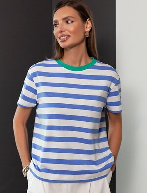 VILATTE Футболка 575413 D49.989 белый-васильковый