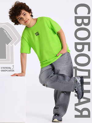 Апрель Футболка 575447 1ПДФК4332001 ярко-салатовый