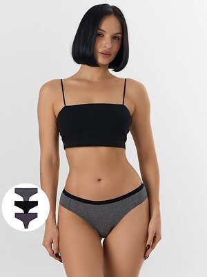 MARK FORMELLE Трусы 576026 412247H-3 меланж темно-серый+гортензия +черный