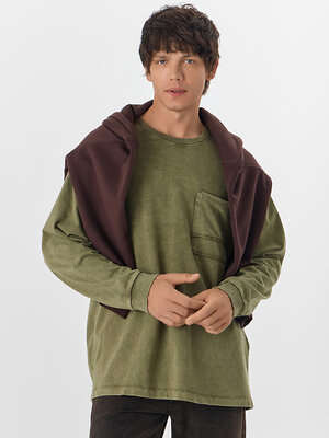 MARK FORMELLE Лонгслив 576449 121964 ACID WASH зимний мох