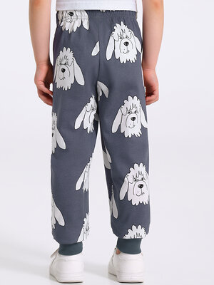 Апрель Брюки 576684 2ПБМ5758001н крупные динозавры на темно-сером+темно-синий77+мастиф на темно-сером+темно-серый