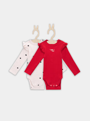 MARK FORMELLE Боди детское 576694 13017-2 красный +сердца на св.розовом