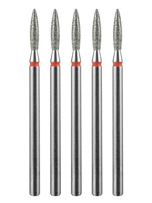 MANITA Фреза алмазная пламя острое удлиненное для аппаратного маникюра 856.104.243.100.021 ФАП-2.1 10М, красная насечка, ø 2,1 мм, 5 шт. 577561 28342 