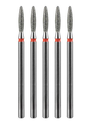 MANITA Фреза алмазная пламя тупое для аппаратного маникюра 856.104.244.100.021 ФАПЗ-2,1 10М, красная насечка, ø 2,1 мм, 5 шт. 577562 28345 