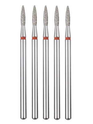 MANITA Фреза алмазная пламя острое для аппаратного маникюра 856.104.243.080.018 ФАП-1.8-8М, красная насечка, ø 1,8 мм, 5 шт. 577584 28339 