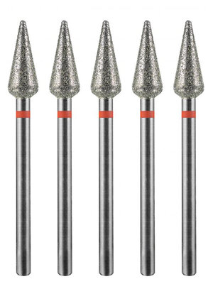 MANITA Фреза алмазная капля большая для аппаратного маникюра 856.104.260.125.050 ФАК-5,0 12,5М, красная насечка, ø 5,0 мм, 5 шт. 577593 28348 