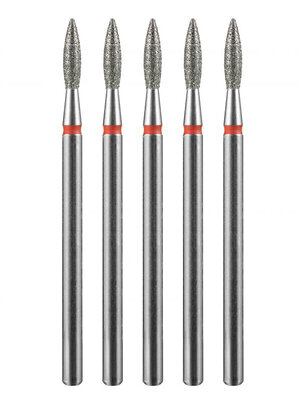 MANITA Фреза алмазная пламя острое для аппаратного маникюра 856.104.243.080.021 ФАП-2.1-8М, красная насечка, ø 2,1 мм, 5 шт. 577594 28340 