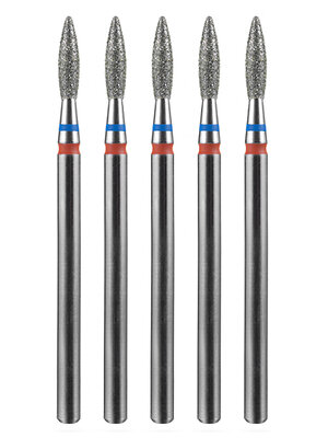 MANITA Фреза алмазная пламя острое для аппаратного маникюра 866.104.243.080.021 ФАП-2.1 8 М-С, сине-красный, 5 шт. 577596 28361 