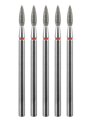 MANITA Фреза алмазная пламя острое для аппаратного маникюра 856.104.243.080.023 ФАП-2.3-8М, красная насечка, ø 2,3 мм, 5 шт. 577599 28341 