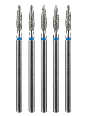 MANITA Фреза алмазная пламя острое удлиненное для аппаратного маникюра 866.104.243.100.023 ФАП-2.3-10С, синяя насечка, ø 2,3 мм, 5 шт. 577600 28367 