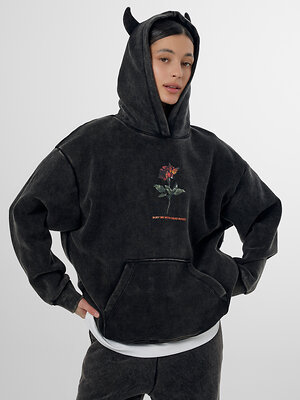 MARK FORMELLE Худи 578489 122775-2 ACID WASH черный +печать