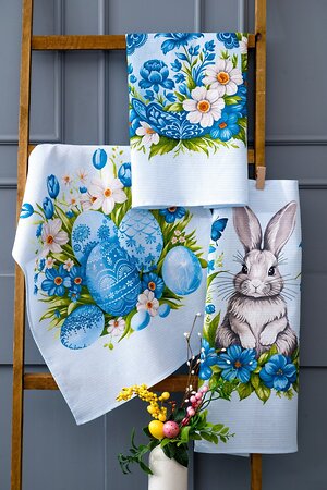 Натали Полотенце 578676 Пасхальные истории набор полотенец вафельных голубой