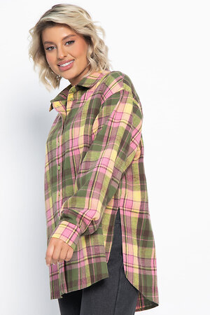 LT Collection Рубашка 578743 Б15106-7М зеленый, розовый