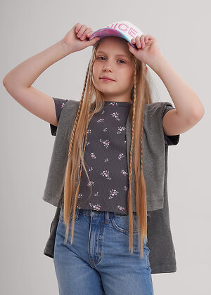 CLEVER Футболка 579083 867268шлн т.серый/св.зелёный