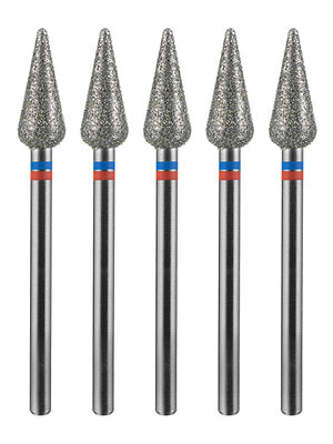 MANITA Фреза алмазная капля большая для аппаратного маникюра 866.104.260.125.050 ФАК-5.0 12,5 М-С, сине-красная насечка, ø 5,0 мм, 5 шт. 579757 28371 