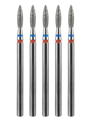 MANITA Фреза алмазная пламя острое для аппаратного маникюра 866.104.243.080.018 ФАП-1.8-8 М-С, сине-красная насечка, ø 1,8 мм, 5 шт. 579758 28358 