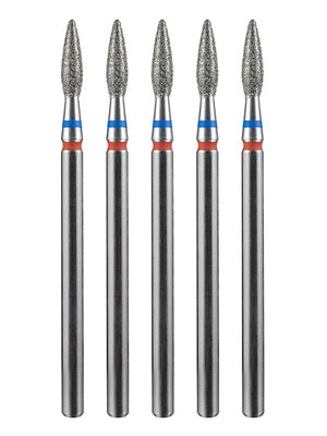 MANITA Фреза алмазная пламя острое для аппаратного маникюра 866.104.243.080.023 ФАП-2.3 8 М-С, сине-красная насечка, ø 2,3 мм, 5 шт. 579760 28363 