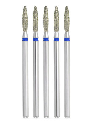 MANITA Фреза алмазная пламя тупое для аппаратного маникюра 866.104.244.100.021 ФАПЗ-2.1-10С, синяя насечка, ø 2,1 мм, 5 шт. 579762 28368 