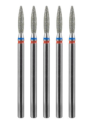 MANITA Фреза алмазная пламя острое для аппаратного маникюра 866.104.243.100.021 ФАП-2.1 10 М-С, сине-красная насечка, ø 2,1 мм, 5 шт. 579766 28365 