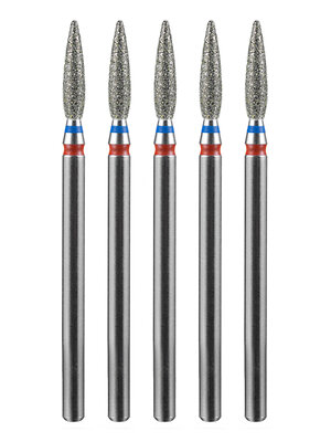 MANITA Фреза алмазная пламя острое для аппаратного маникюра 866.104.243.100.023 ФАП-2.3 10 М-С, сине-красная насечка, ø 2,3 мм, 5 шт. 579767 28366 