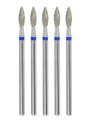 MANITA Фреза алмазная пламя острое для аппаратного маникюра 866.104.243.080.025 ФАП 2.5-8С, синяя насечка, ø 2,5 мм, 5 шт. 579768 28364 