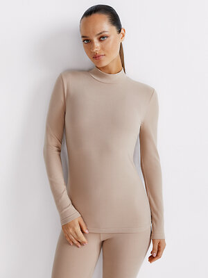Omsa Лонгслив 580296 OmD 1624T RB Лонгслив стойка жен. "Термо" Beige (Бежевый)