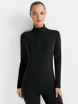 Omsa Лонгслив 580335 OmD 1622T PV Лонгслив стойка молния жен. "Термо" Nero (Черный)