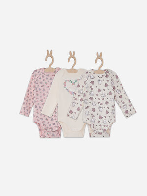 MARK FORMELLE Боди детское 580418 13016-3 молочный +котики с цветами на молочном +цветочки на розовом