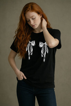 Натали Футболка 580594 8589 черная+бантики