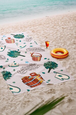 Натали Полотенце 580711 Полотенце банное Поддай жару серый+бежевый