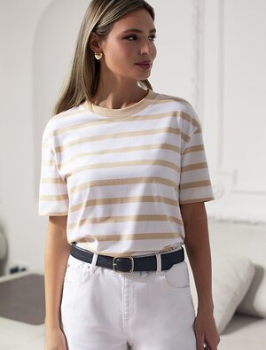 VILATTE Футболка 580916 D49.145 белый-бежевый