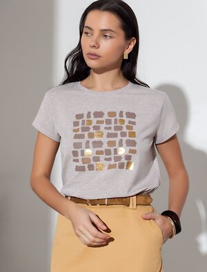 VILATTE Футболка 580925 D49.146 кофейный меланж_блики