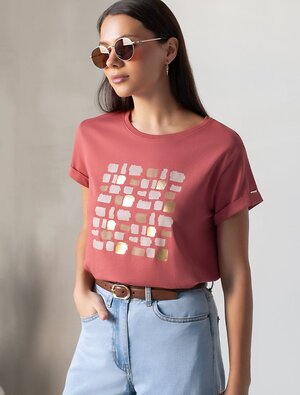 VILATTE Футболка 580928 D49.146 т.коралл_блики