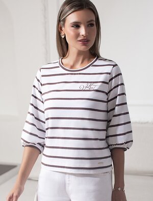 VILATTE Джемпер 580936 D49.149 белый-кофе